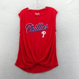 Touch Stadium Top Womens Medium Philadelphia Phillies Red Twist Front Sleeveless